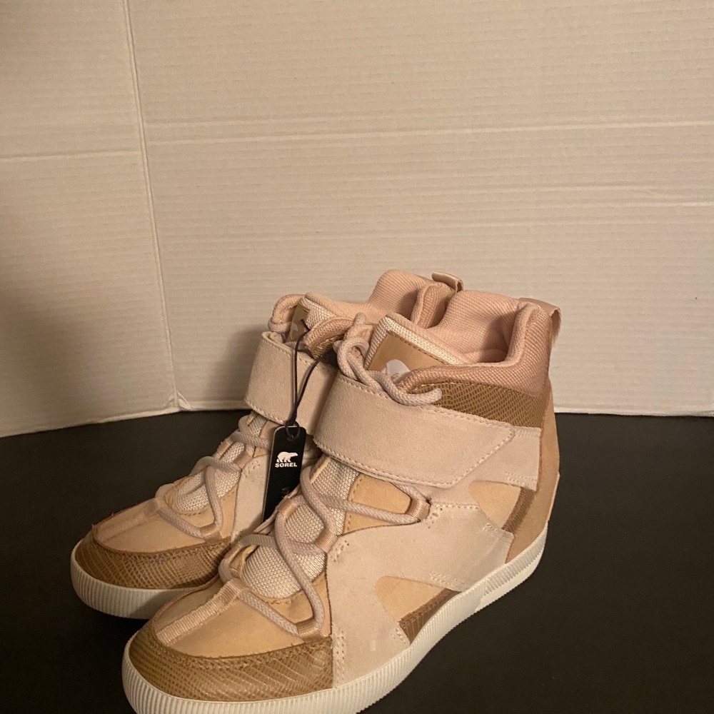 SOREL OUT N ABOUT SPORT WEDGE BOOT-CHALK,NOVA SAND 8 NWOB